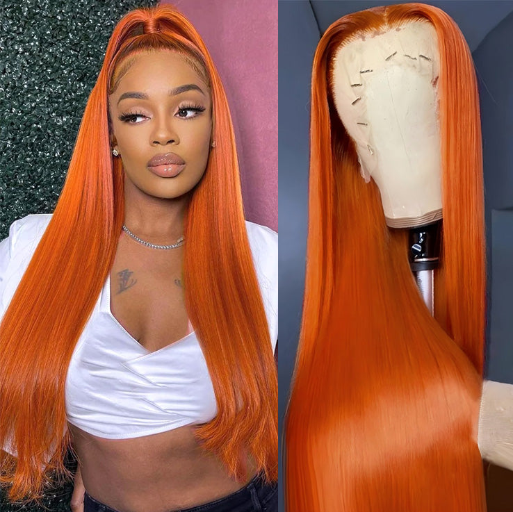 Orange Ginger 13X6 Full Lace Front Human Hair Wigs With Baby  display picture 1