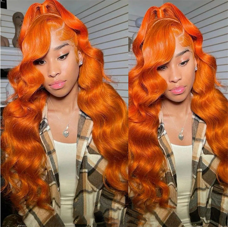 Orange Ginger 13X6 Full Lace Front Human Hair Wigs With Baby  display picture 1