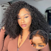 16'' = $109 | 4C Curly Edges Nature Hairline Kinky Curly Short Wigs Pre-Cut 5x5 HD Glueless Lace Closure Human Hair Wig Short Wigs