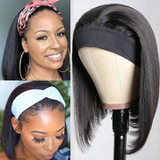 Straight Hair Headband Bob Wig Glueless Human Hair Half Wig 220% Density