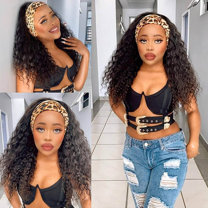 Water Wave Wigs Human Hair Headband Wigs Natural Wave Half Wigs