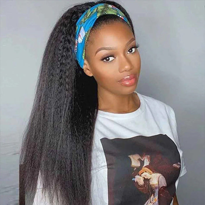 Kinky Straight Headband Wig Human Hair No Gel No Glue Wig