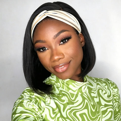 Straight Hair Headband Bob Wig Glueless Human Hair Half Wig  display picture 3