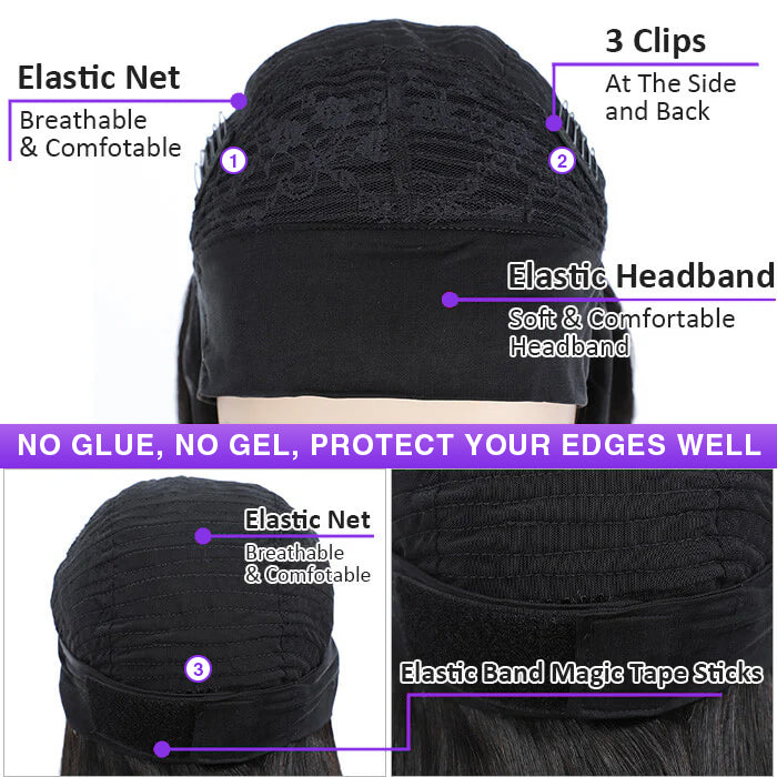 Deep Wave Headband Wigs Human Hair With Headband For Women