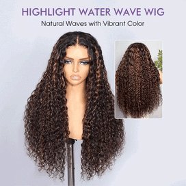 Balayage Highlights Transparent HD Lace Front Wigs Water Wave Human Hair Wigs For Women Pre Plucked