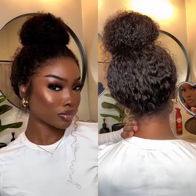 Kinky Edges Glueless 360 Full Lace Frontal Curly Wigs With Invisi-Stri ...