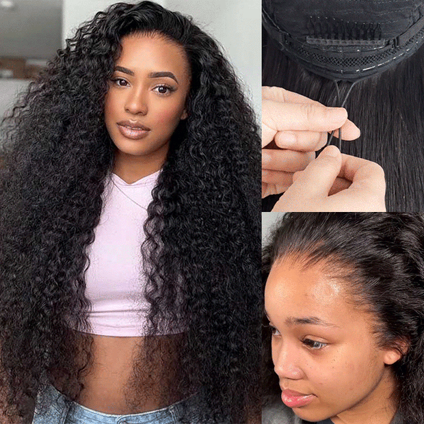 Glueless Curly Wigs 13x6 HD Lace Front Wig Pre Plucked and Bleached Human Hair Wigs For Women