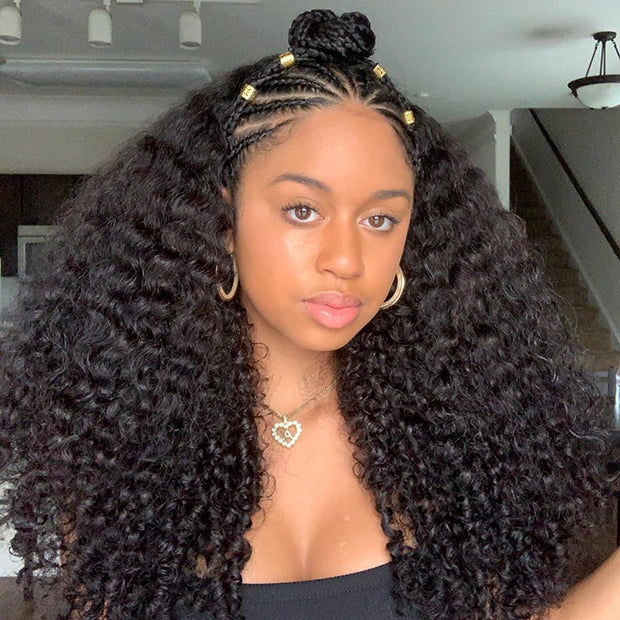 Kinky Curly Half Wig With Drawstring Glueless Wear Go 3 in 1 Wig Beginner Friendly