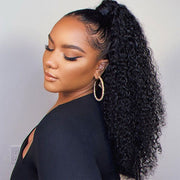 Kinky Curly Half Wig With Drawstring Glueless Wear Go 3 in 1 Wig Beginner Friendly