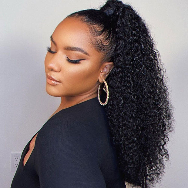 Kinky Curly Half Wig With Drawstring Glueless Wear Go 3 in 1 Wig Beginner Friendly