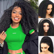 Kinky Curly Half Wig With Drawstring Glueless Wear Go 3 in 1 Wig Beginner Friendly