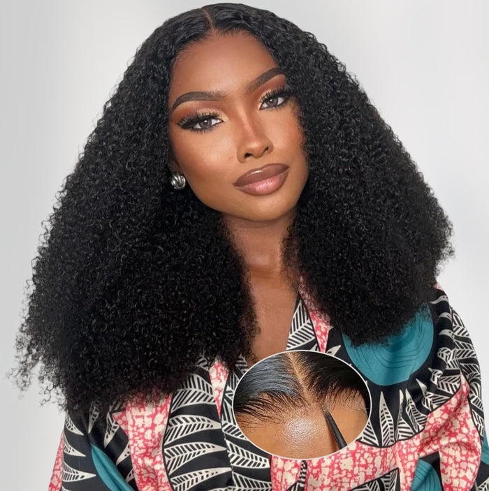 2 Wigs Set | Kinky Curly Hair 8x5 Pre Cut Lace Wig & #33 Reddish Brown 8x5 Short Bob Wig