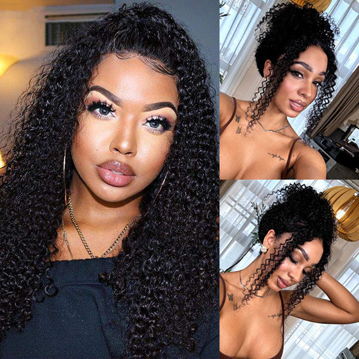 +$9.9 Get A Wig | Kinky Curly 360 Fit Wear Go Wigs Bleached Knots Glueless Human Hair Wigs With Invisi String