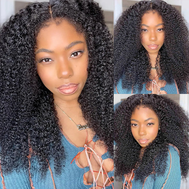 Glueless Kinky Curly Wig with Kinky Edge Hairline Looks Like It Grows Out of Your Scalp 13x4 13x6 HD Lace Wig with Drawstring