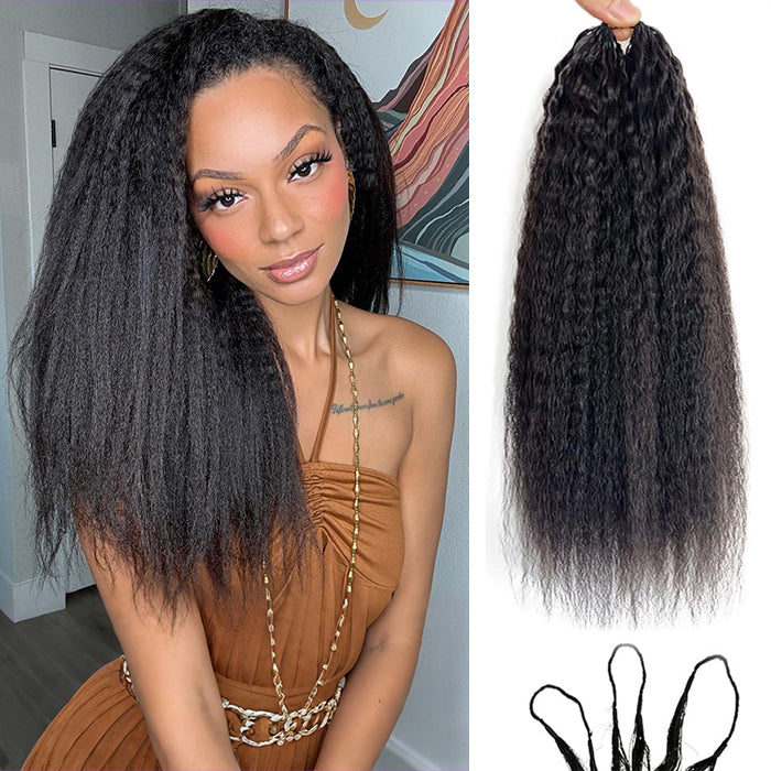 Kinky Straight Crochet Hair Pre-Separated Feather Crochet Human Hair Extension