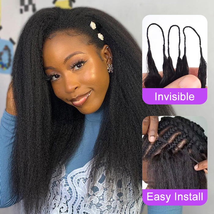 Kinky Straight Crochet Hair Pre-Separated Feather Crochet Human Hair Extension