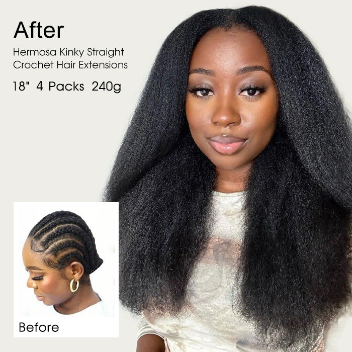 Kinky Straight Crochet Hair Pre-Separated Feather Crochet Human Hair Extension