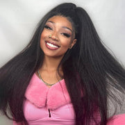 Easy Wear Kinky Straight 3 In 1 Half Wig With Drawstring Comfortable Fit No Glue Needed