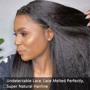 Kinky Straight 5x5 Invisible HD Lace Glueless Wig Pre-Plucked Natural Hairline With Bleached Invisible Knots