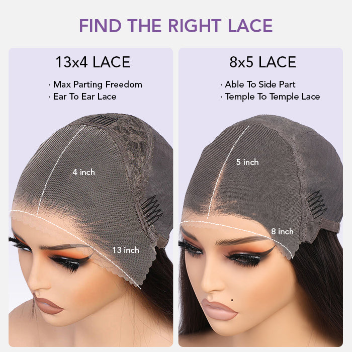 Curtain Bangs 13x4 Frontal HD Lace Wig Butterfly Haircut Straight Human Hair Wigs with Pre-Bleached Knots