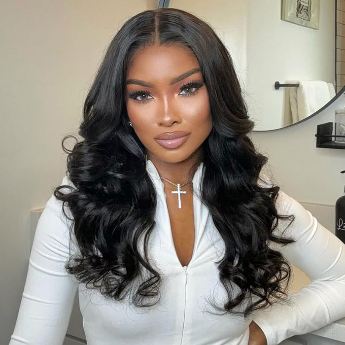 24inch=$159 Glueless Body Wave Wig 8x5 Closure HD Lace Wig Human Hair Pre Cut & Plucked & Bleached