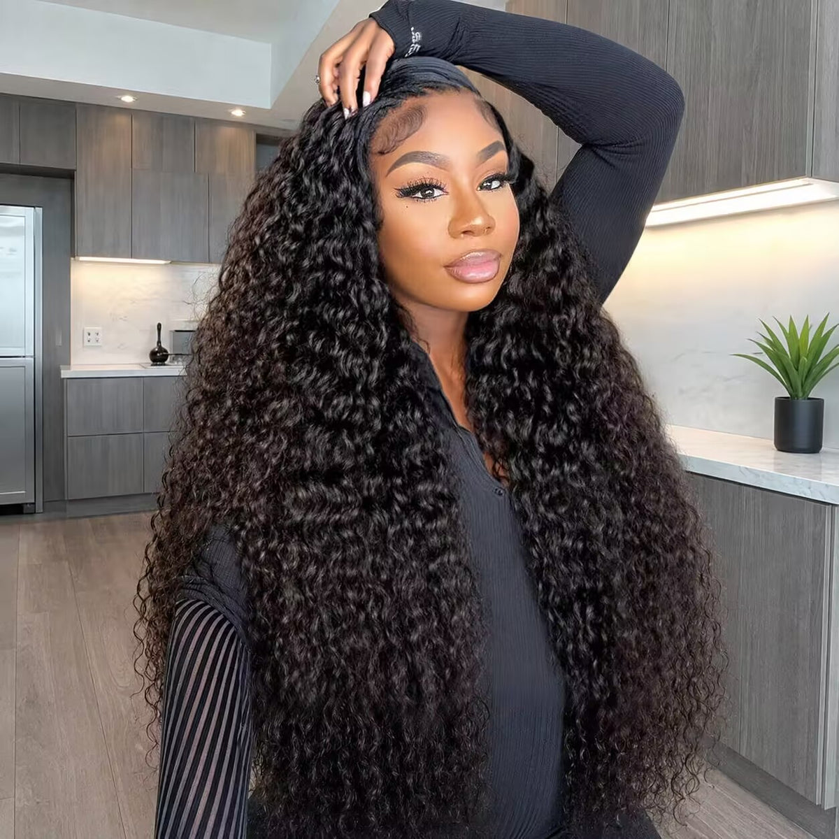14″-36″Long Water Wave Human Hair Wigs 13×6 HD Lace Frontal Wigs with Pre Plucked Hairline Pre Bleached