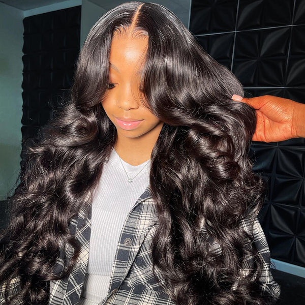 24''=$159 Glueless Body Wave Wig 8x5 Closure HD Lace Wig Human Hair Pre Cut & Plucked & Bleached