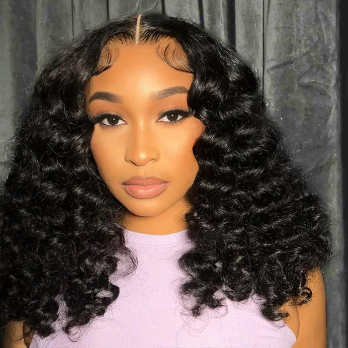 250 Density Loose Deep Wave Bob Wig 13x4 Lace Front Virgin Human Hair Wigs with Pre Plucked Hairline