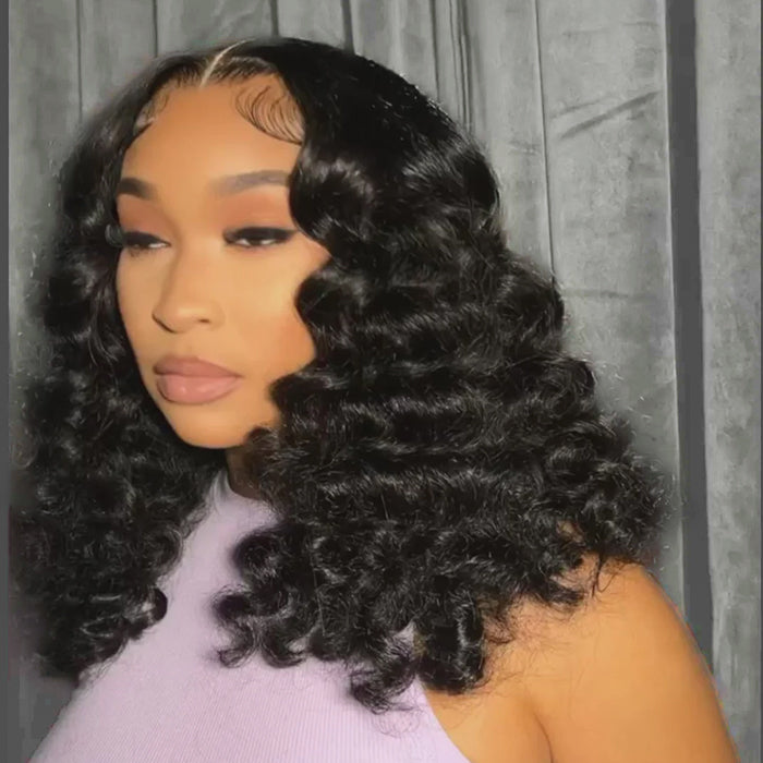 250 Density Loose Deep Wave Bob Wig 13x4 Lace Front Virgin Human Hair Wigs with Pre Plucked Hairline