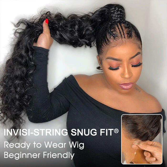Loose Deep Wave Invisible-String Snug Fit 360 Lace Front Wigs Pre Plucked HD Lace Human Hair Crimped Wigs