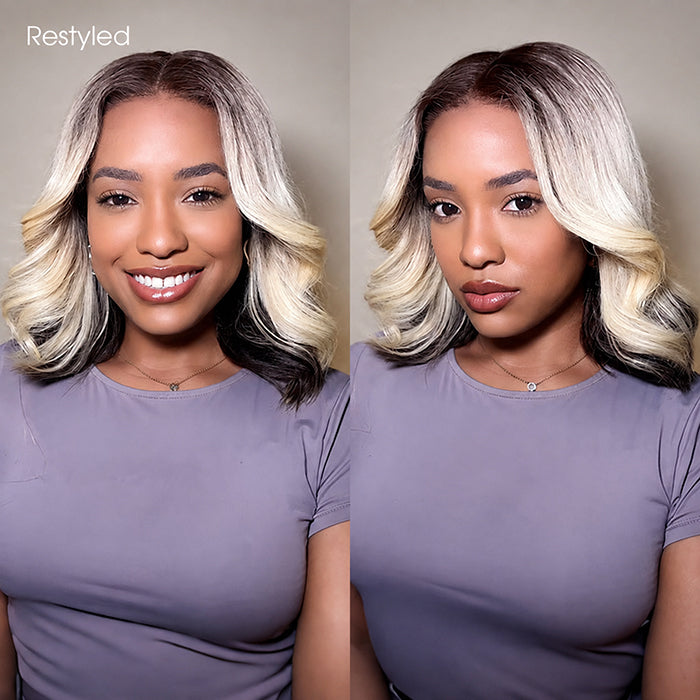 Ombre Blonde Bob Wigs Straight Pre-Cut 5x5 HD Glueless Lace Wig Human Hair Wigs 250% Density