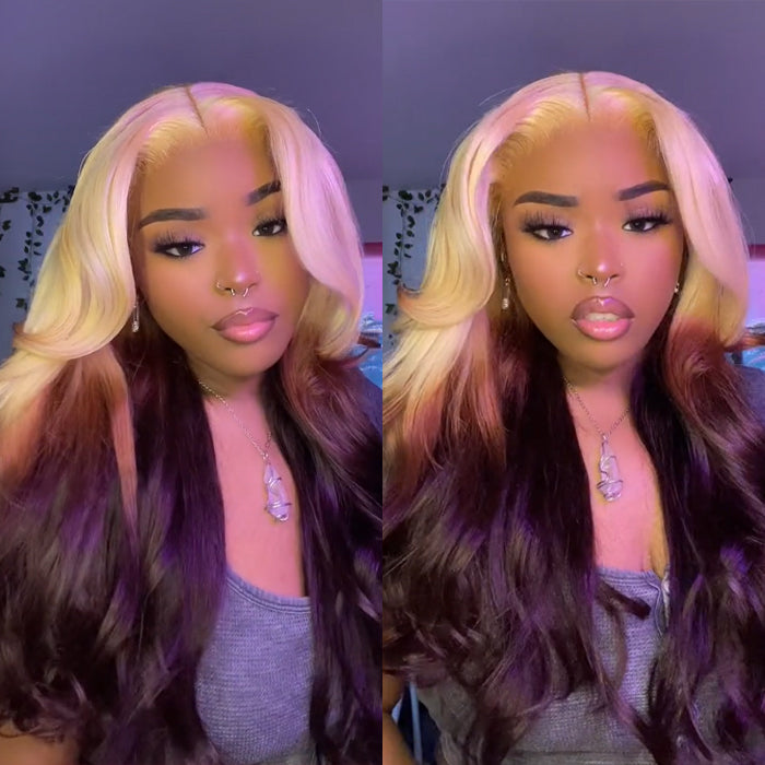 613 ombre blonde brown colored body wave wig