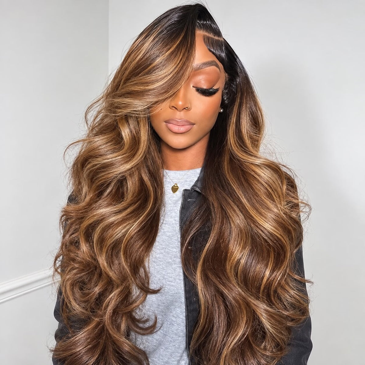 Ombre Blonde Highlight Body Wave Wig Glueless Drawstring 5x5 13x4 13x6 HD Lace Frontal Human Hair Wig Pre-Cut Lace For Beginner