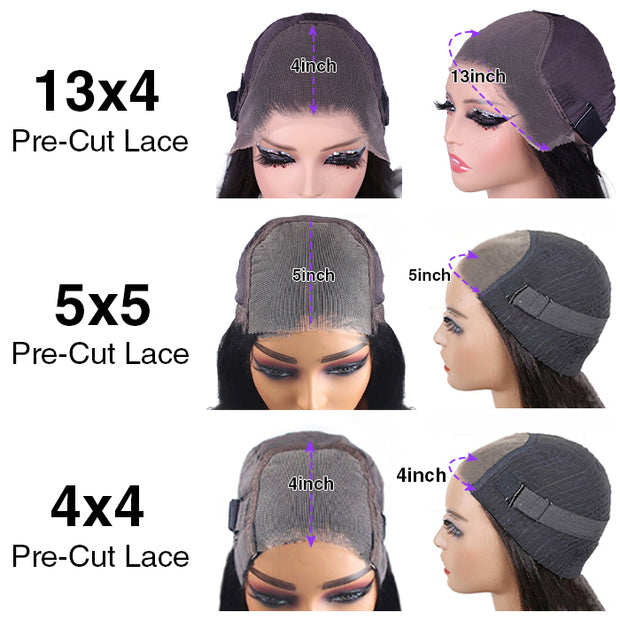 Kinky Edges Hairline Glueless Kinky Straight HD Lace Front Human Hair Wigs Pre Bleached