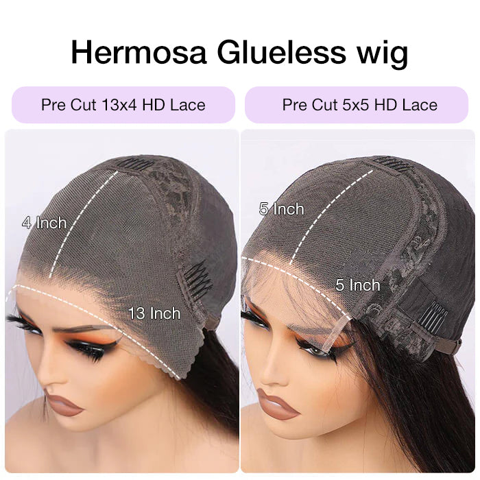 Loose Body Wave Curtain Bangs Human Hair Wigs 180% Density Bleached Knots Put on go® Glueless Wigs