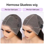 Pull Go Drawstring Wig Brown Highlight Straight Human Hair Glueless Wig with With 4c Curly Edges Hairline 13x4 13x6 Invisible HD Lace Front Wigs