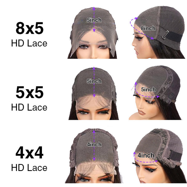 Asymmetrical Blunt Cut Bob Side Part Straight Glueless HD Lace Front Wigs 220% Density