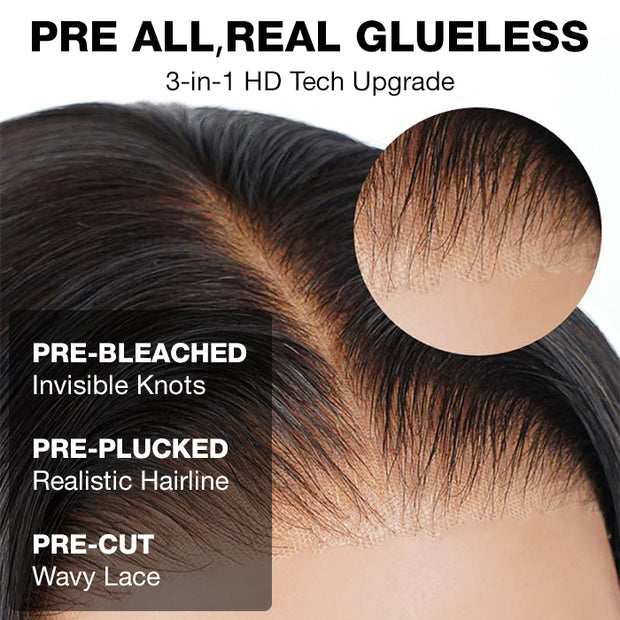 13x6 Pre-All Glueless Lace Frontal Wig Pre Cut Ear to Ear Lace Glueless Deep Wave Wigs