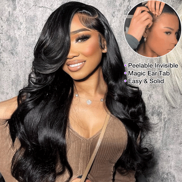 Glueless 13x6 Pre-Cut Lace Frontal Wigs Super Secure 3D Body Wave Wig Real Ear To Ear Pre-All Wig