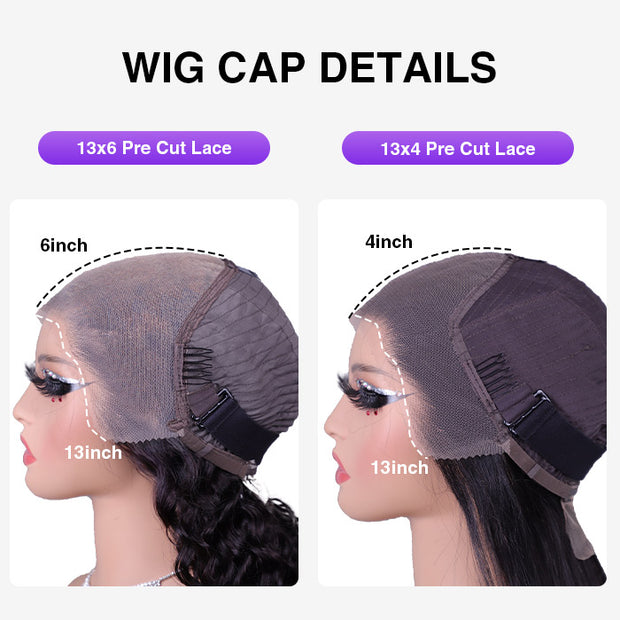Pre Braided Wig Deep Wave 13x4 13x6 Pre Cut Lace Frontal Glueless Human Hair Wigs