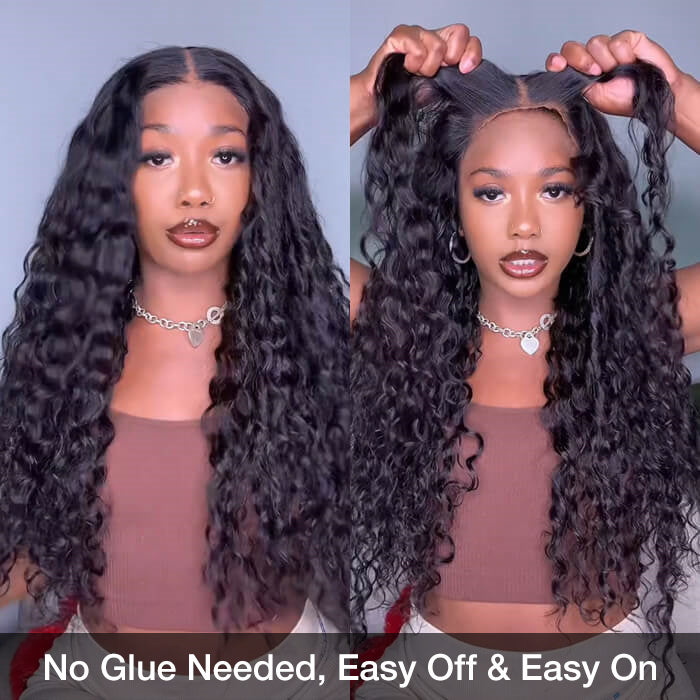 Deep Wave 8x5 HD Glueless Lace Wig Pre-Cut Pre Plucked Pre Bleached Wear Go Easy Wig Ship In 24H
