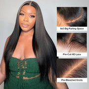2Wigs = $199 | Silky Straight & Body Wave Super Natural Glueless 8x5 HD Lace Bleached Knots Put On & Go Wig