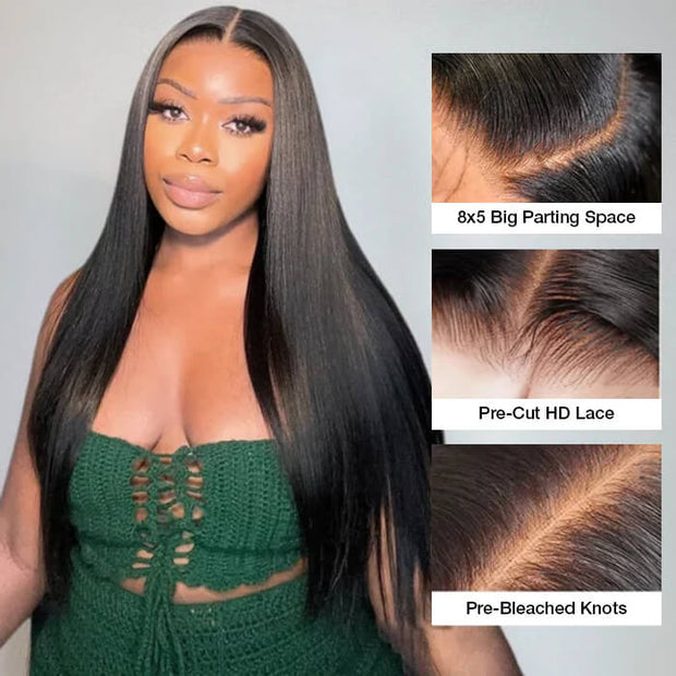 2Wigs = $199 | Silky Straight & Body Wave Super Natural Glueless 8x5 HD Lace Bleached Knots Put On & Go Wig