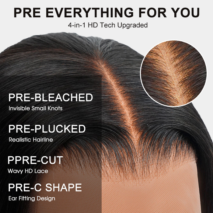 $100 off Flash Sale | Glueless Straight Wig 8x5 HD Closure Wigs Pre Everything with Drawsting 180% Density Tiny Knots Wig