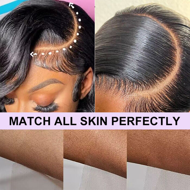 Glueless Body Wave 13x6 Full Frontal HD Lace C Part Wigs With Invisi Drawstring