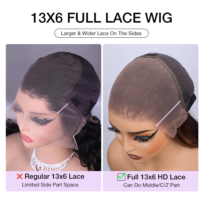 Blonde Highlight Curtain Bangs Body Wave Wigs 13x6 HD Lace Frontal Layered Human Hair Wigs