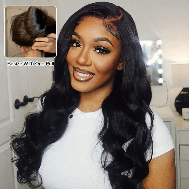 Glueless Body Wave 13x6 Full Frontal HD Lace C Part Wigs With Invisi Drawstring