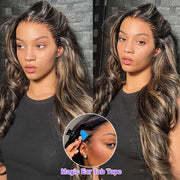 M1B/27 Highlight Body Wave Drawstring 13x6 Full Lace Frontal Human Hair Wigs