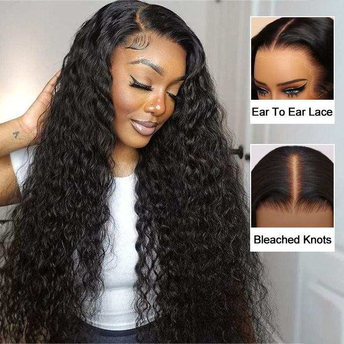 13x6 Full Lace Frontal Water Wave Wig Pre Bleached Glueless Lace