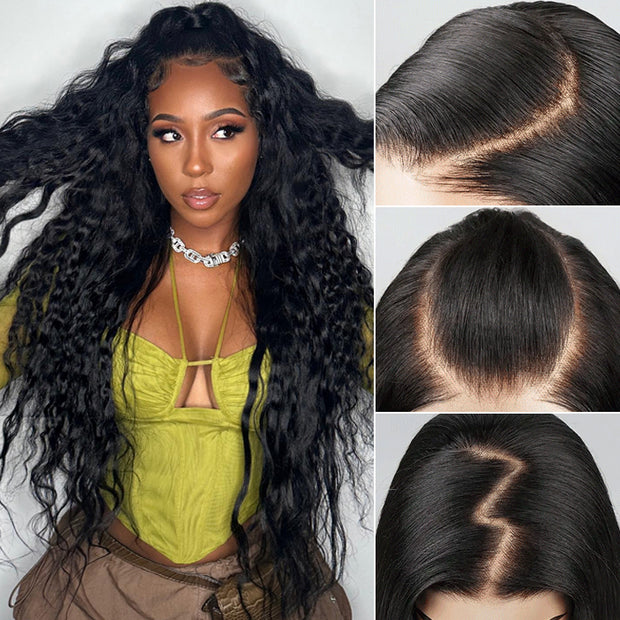 Glueless Wig Human Hair Water Wave Wigs Pre Cut 8x5 HD Lace Closure Wigs for Beginners Pre Plucked Pre Bleached